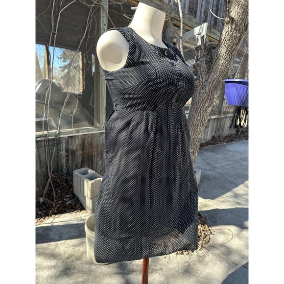 Rabbit Rabbit Rabbit Polkadot A-Line Dress Pintuck Pleat Bodice Sleeveless - Picture 2 of 11
